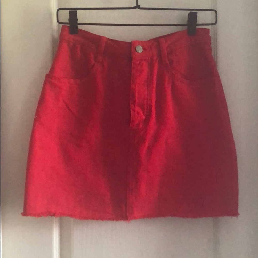 Bright Red Mini Skirt *Super Cute*